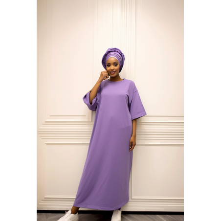 Longue robe over size en coton lilas très épais - 8