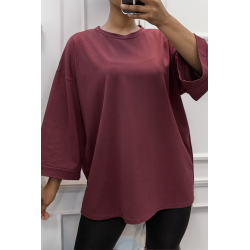 Sweat over size en coton bordeaux  - 2