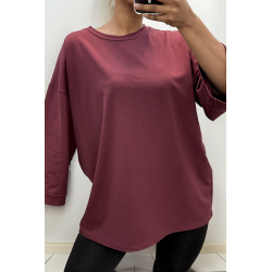 Sweat over size en coton bordeaux  - 3