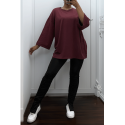 Sweat over size en coton bordeaux  - 4