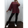 Sweat over size en coton bordeaux  - 4