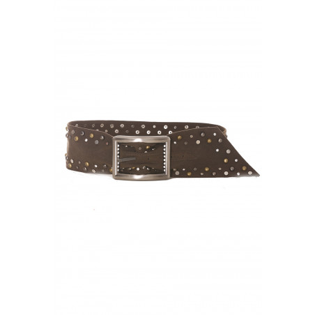 Ceinture marron cloutée doré et argenté - SG - 0551 - 1