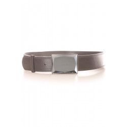 Ceinture gris foncé avec boucle carrée effet miroir. Accessoire LDF0058 - 1