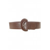 Ceinture marron style matelassé avec boucle ovale brillante. - 1