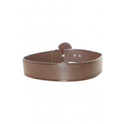 Ceinture marron style matelassé avec boucle ovale brillante. - 3