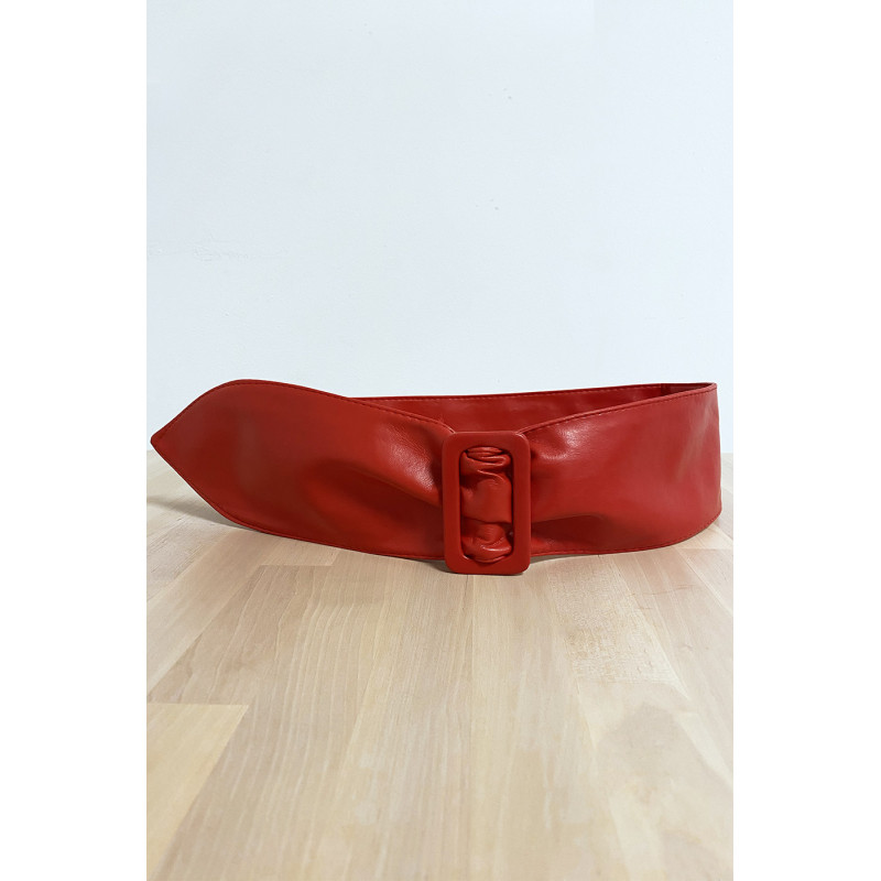 Ceinture rouge avec boucle rectangle - 1