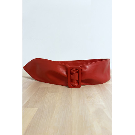 Ceinture rouge avec boucle rectangle - 1