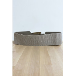 Ceinture grise avec boucle ornée de strass et élastique au dos - 3