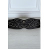 Ceinture noire large forme asymétrique et cloutée - 7