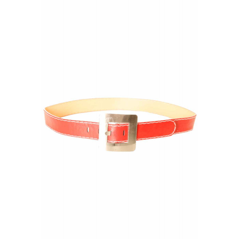 Ceinture Rouge avec couture blanche à boucle carré CE 504 - 1