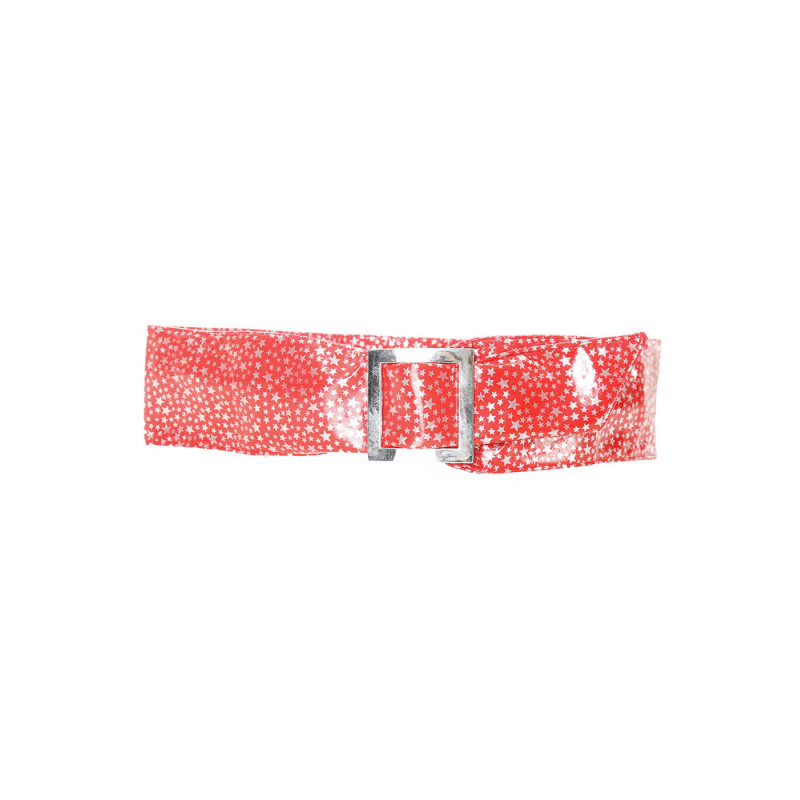 Ceinture rouge égère à motif étoiles et boucle rectangle. étoiles - 1