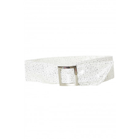 Ceinture blanche légère à motif étoiles et boucle rectangle. étoiles - 1