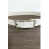 Ceinture blanche en simili avec boucle rectangulaire ornée de strass - 4