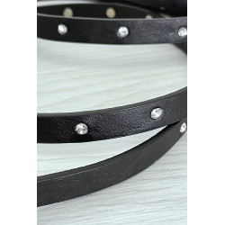 Ceinture noire fine très longue de 2 mètres à strass - 2