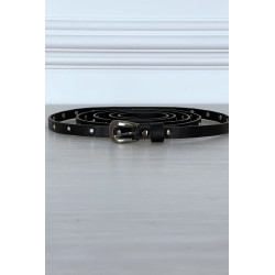 Ceinture noire fine très longue de 2 mètres à strass - 7