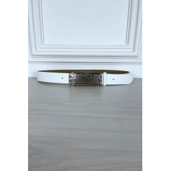 Ceinture blanche fine avec boucle rectangle - 2