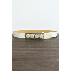 Ceinture beige avec 4 pierres beige à la boucle - 1