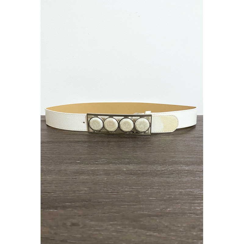 Ceinture beige avec 4 pierres beige à la boucle - 1