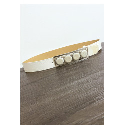 Ceinture beige avec 4 pierres beige à la boucle - 3