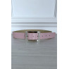 Ceinture simili rose avec boucle rectangle à strass - 2