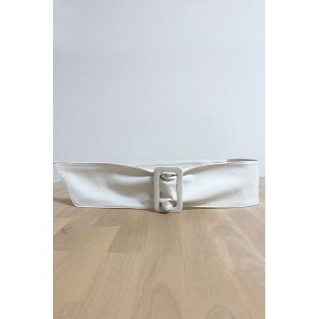 Ceinture blanche avec boucle rectangle - 1