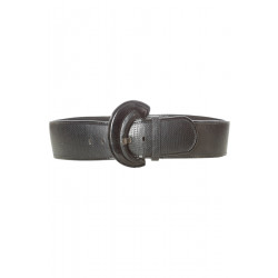 Ceinture noir style matelassé avec boucle ovale brillante. BG-0101 - 1