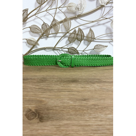 Ceinture tressé en simili vert - 1