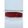 Ceinture rouge en simili à double boucle métallique - 5