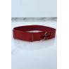 Ceinture rouge en simili à double boucle métallique - 6