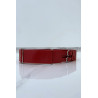 Ceinture rouge en simili à double boucle métallique - 9