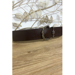 Grosse ceinture marron en simili avec jolie boucle - 2