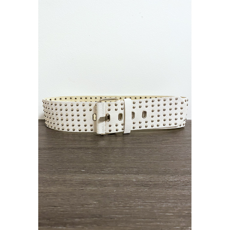 Grosse ceinture beige avec strass doré - 1