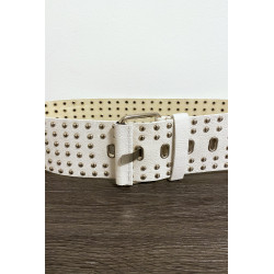 Grosse ceinture beige avec strass doré - 2