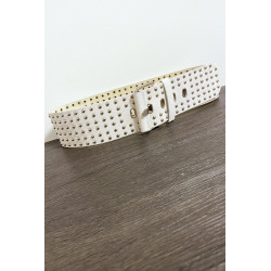 Grosse ceinture beige avec strass doré - 3