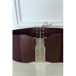 Ceinture de taille bordeaux avec lacet au dos - 3