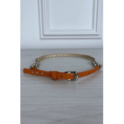 Fine ceinture orange avec accessoire et strass - 1