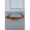 Fine ceinture orange avec accessoire et strass - 1