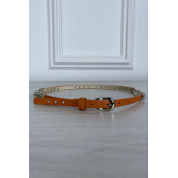 Fine ceinture orange avec accessoire et strass - 2