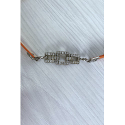 Fine ceinture orange avec accessoire et strass - 3