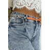 Fine ceinture orange avec accessoire et strass - 5