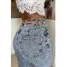 Fine ceinture orange avec accessoire et strass - 6