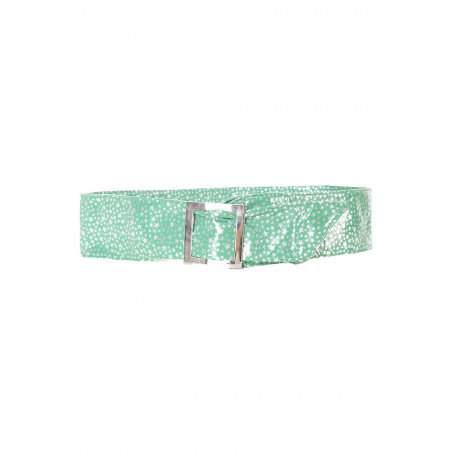 Ceinture verte égère à motif étoiles et boucle rectangle. étoiles - 1