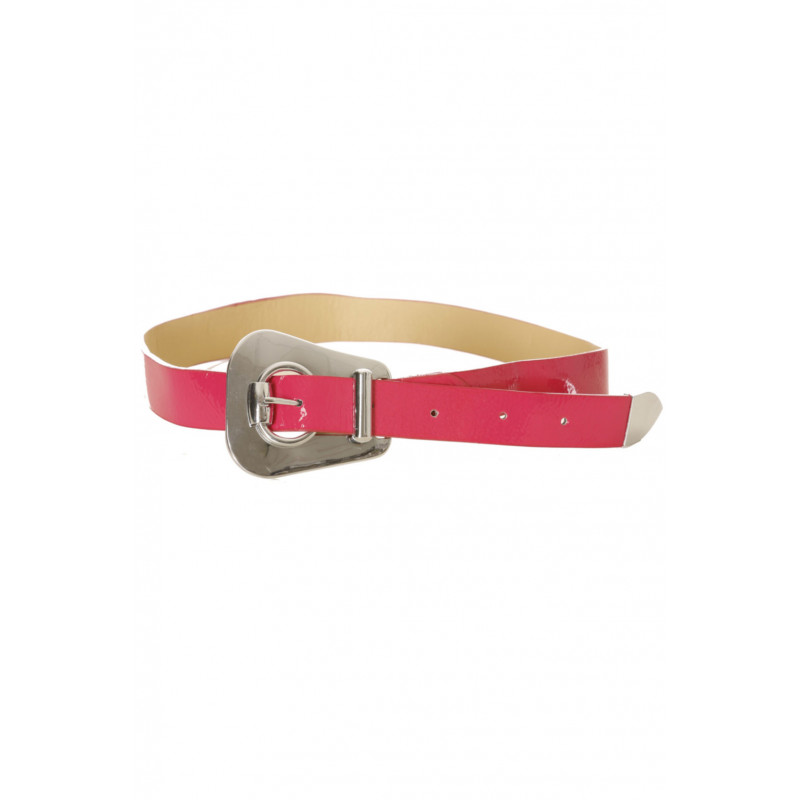 Ceinture fine fuchsia, boucle fantaisie. 56-0255 - 1