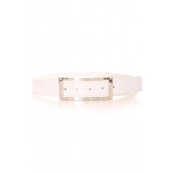 Ceinture blanche avec boucle rectangulaire argentée et strass. Accessoire 9008 - 3