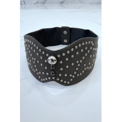 Ceinture à clou en simili cuir gris style bohème rock - 4