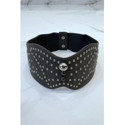 Ceinture à clou en simili cuir gris style bohème rock - 5