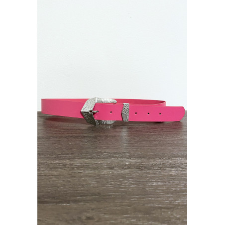 Ceinture femme en fuchsia avec joli boucle en métal CE606 - 1