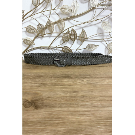 Ceinture tressé en simili gris - 1