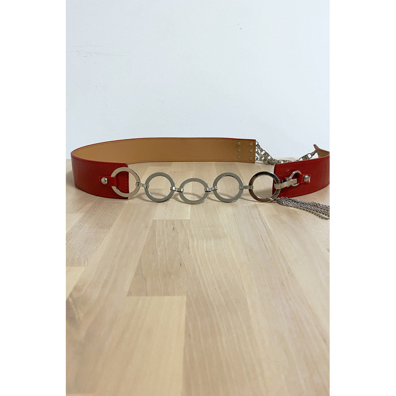 Ceinture rouge avec accessoire en cercles et en strass - 1