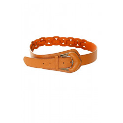 Ceinture tressée Camel asymétrique à boucle argentée. BG-0517 - 4